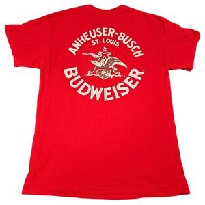 Budweiser Tshirt‎ Large Red Anheuser-Busch St Louis Eagle Logo Graphic